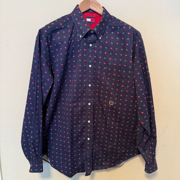 Tommy Hilfiger Other - Vtg Tommy Hilfiger Geometric Button Up Long Sleeve Shirt Men’s L 100% Cotton